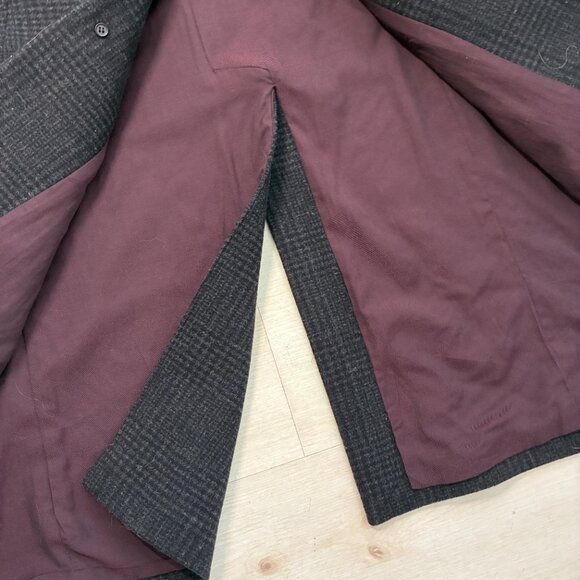 All Saints Black and Charcoal Wool Plaid Luxury Coat Size XXL - Picture 4 of 8